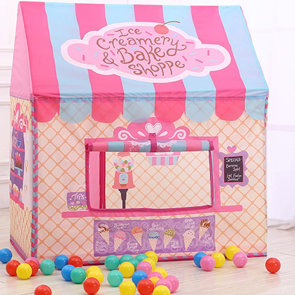 Kids Play Tent for Indoor and Outdoor Children Playhouse with Roll Up Door and Windows Dessert
