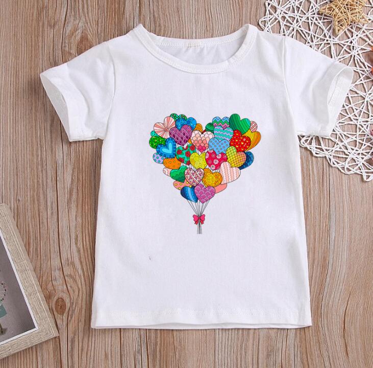 Flower Ice Cream Print New Kids Graphic T Shirts Toddler Girl Clothes White Casual Short Sleeve Tshirt Summer Polyester Fabric