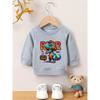 European Size Casual and Playful Printed Pattern, Comfortable and Simple Spring and Autumn Baby Thin Versatile Round Neck Hoodie for Boys