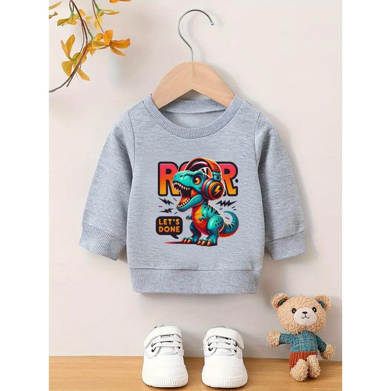 European Size Casual and Playful Printed Pattern, Comfortable and Simple Spring and Autumn Baby Thin Versatile Round Neck Hoodie for Boys