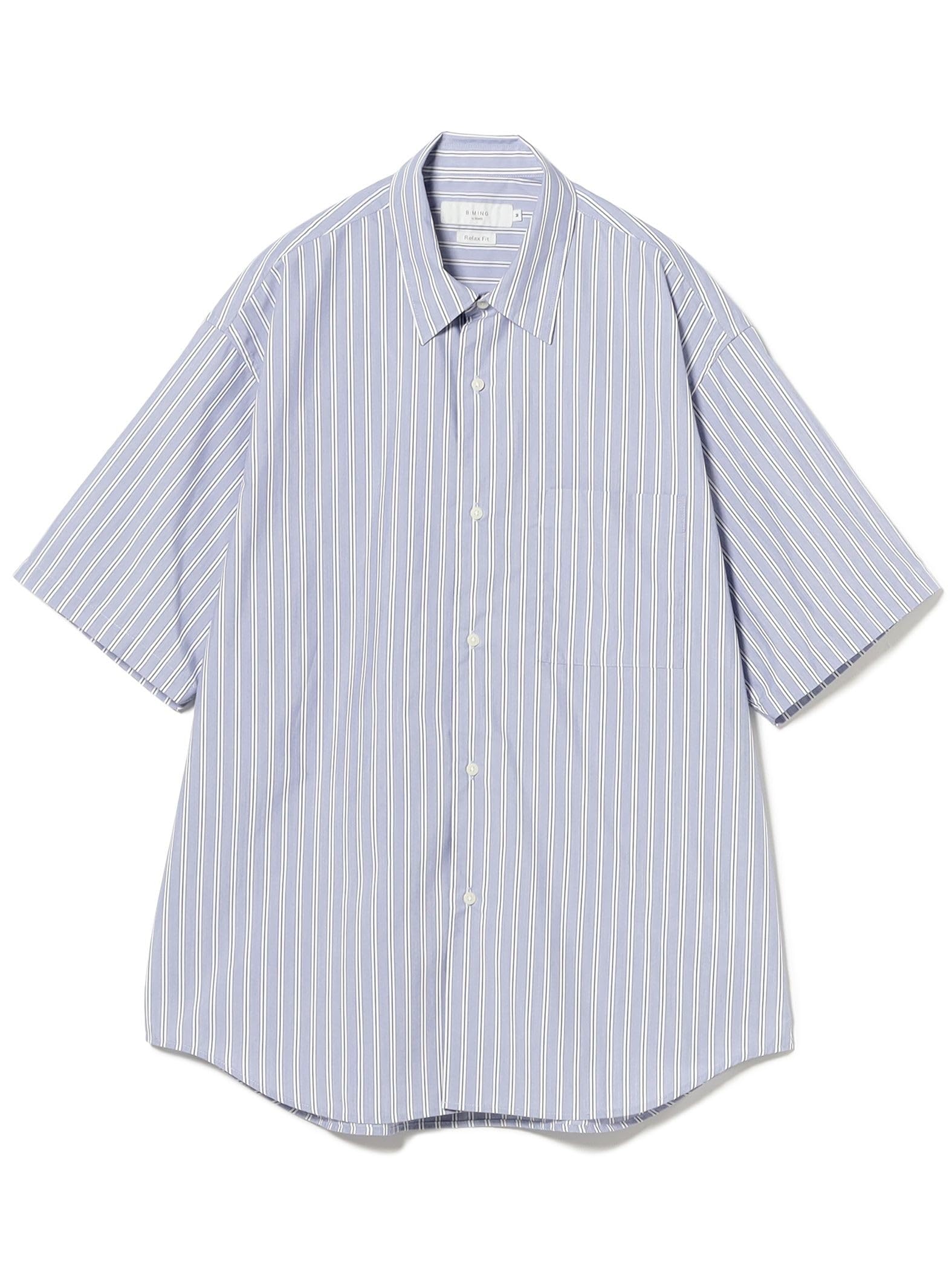 

B:MING LIFE STORE by BEAMS Men s Short Sleeve Shirt, Polyester Broadcloth, Size M, BLUE_STRIPE