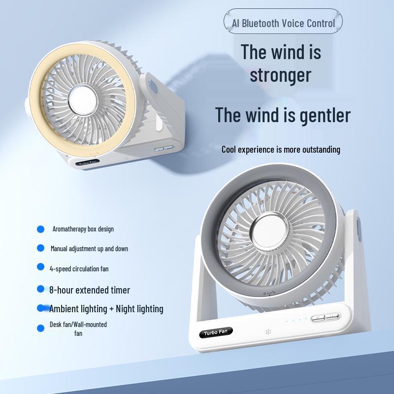 Compact Wall-Mountable Smart Desktop Fan with Timer and Voice Control