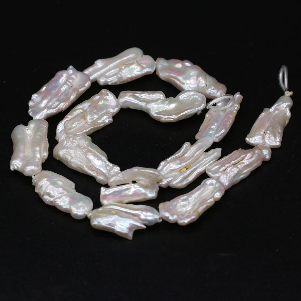 1String, White Natural Freshwater Pearls, 16×5-22×7mm Baroque Pearl Beads for Jewelry Making DIY Necklace Bracelet Accessories 36cm
