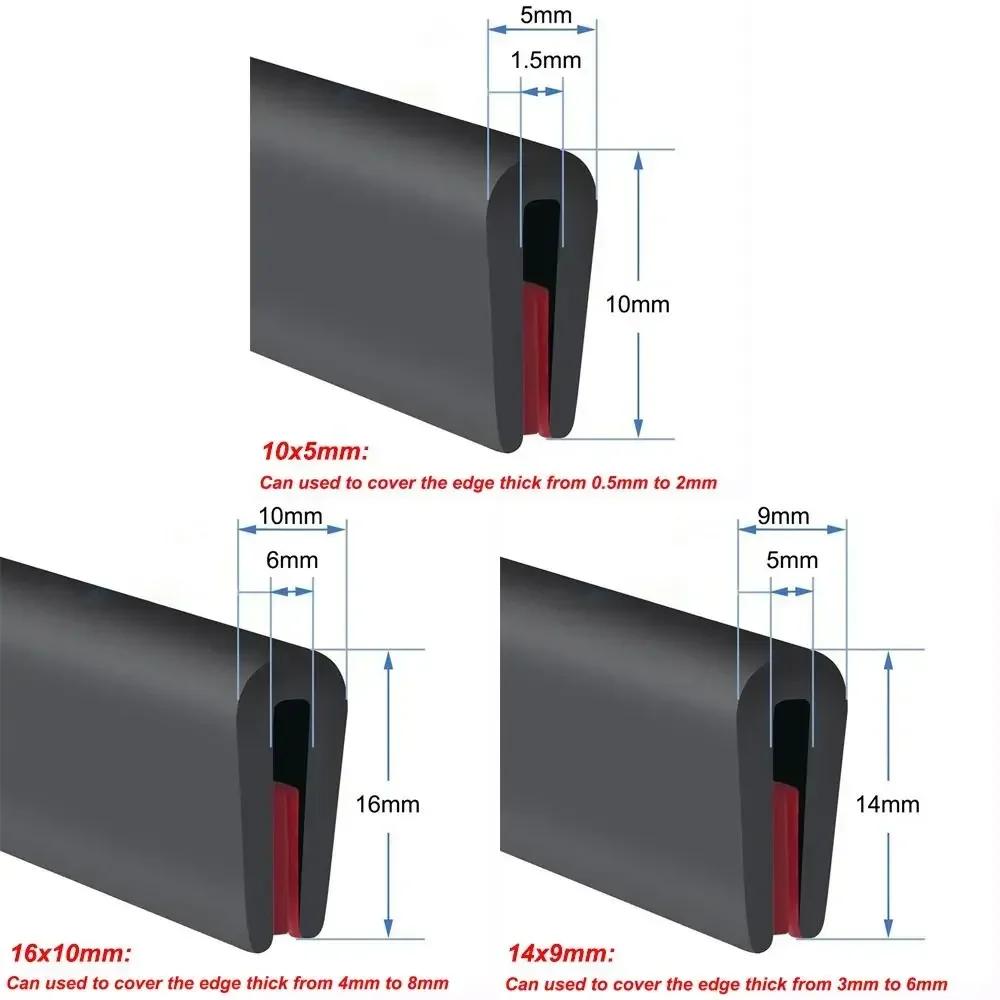 New U-Shape Edge Protector Strip Trim 3 Meters Waterproof Edge Trim Strip Rubber Car Door Guard Seal