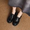 Krazing Pot Sheepskin Autumn Winter Shoes Slip on Chunky Heels Oxford Shoes Size 43 Round Toe Deep Mouth Waterproof Pumps