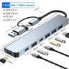 Aluminum 7-in-1 USB C Hub 3.0 Extender with 1X USB 3.0 4X USB 2.0 2X USB C Ports Splitter for Laptops Tablets