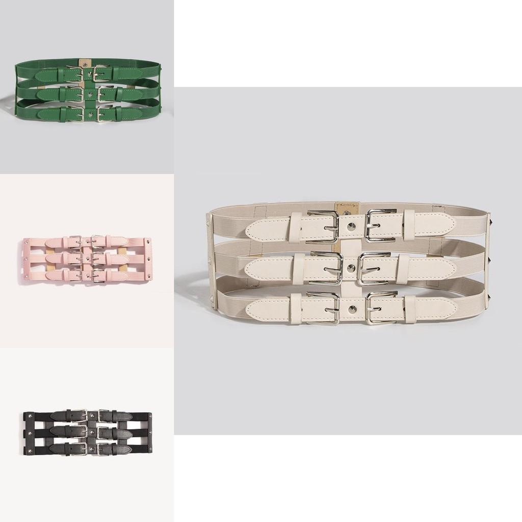 Punk Wide Female Waist Belt With Adjustable Length For Party And Daily Wear