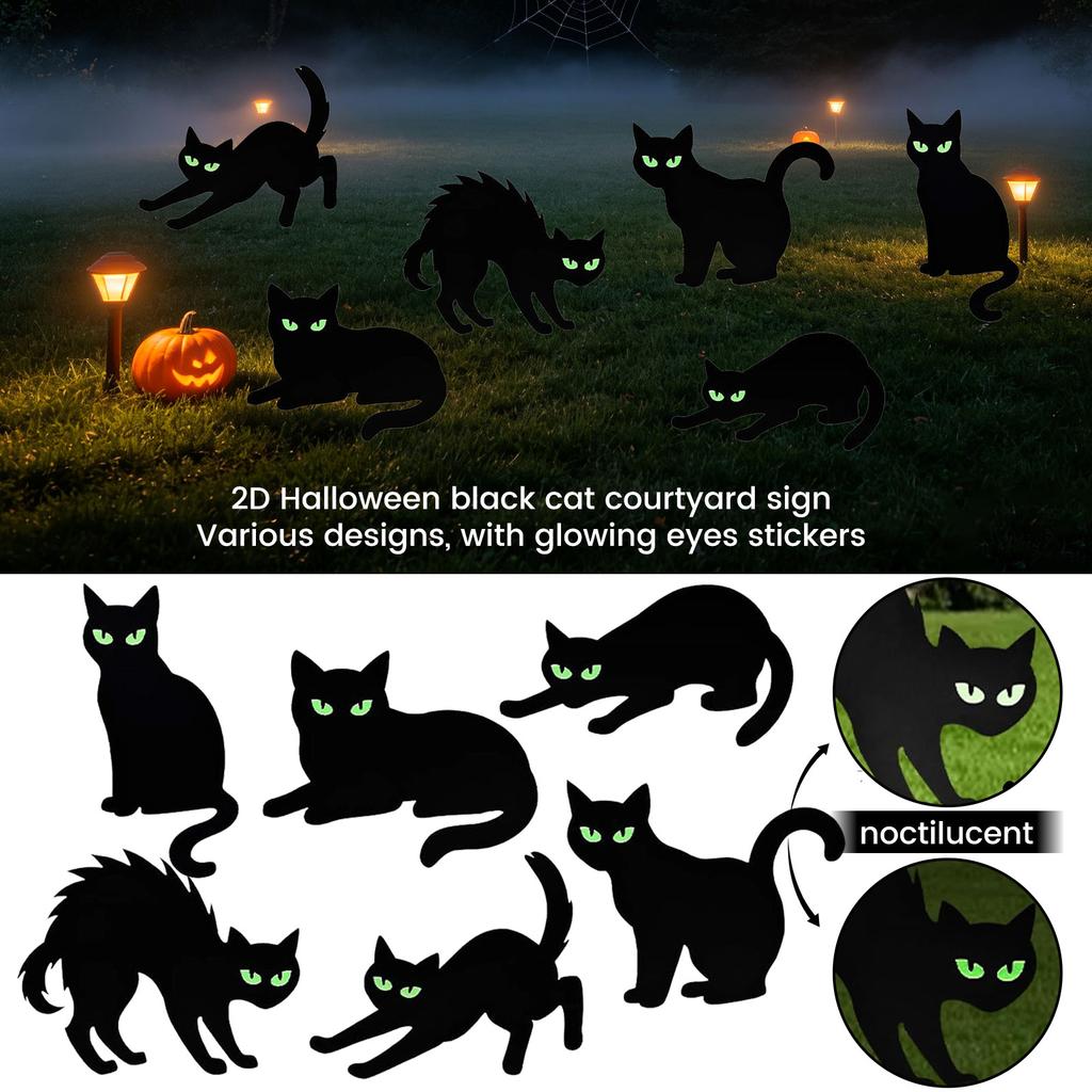 Halloween Yard Sign with Glowing Eyes and Ground Stake for Outdoor Decor