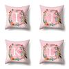 Polyester Pillowcase Pink Flower Home Decoration Print 26 English Letter Cushion Pillowcase