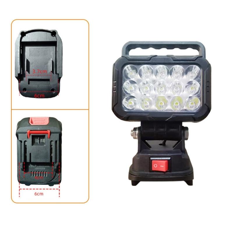 Multiple Angles 15 LED Work Light Handheld Rechargeable Spotlights For 18V Tool Batteries With USB Charging Capability