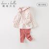 David Bella Girls' Set Autumn Children's Long Sleeved Western Style Top Pants Two Piece Set