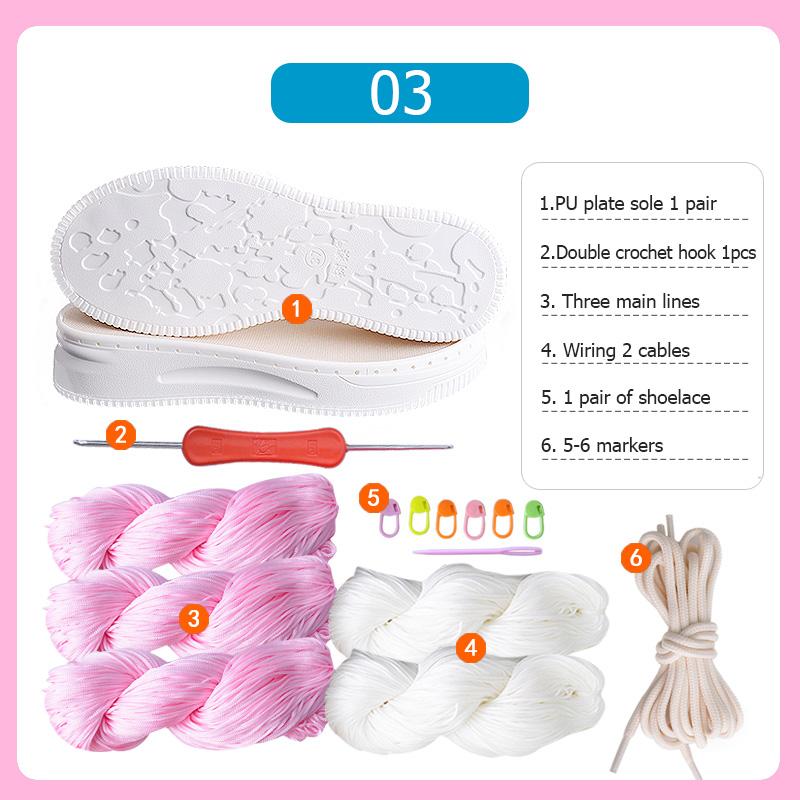 DIY Shoes Crocheted Material Hand-woven Summer Hook Soles Anti-kick Rubber Soles+Hollow Line Knitted Slippers Short Boots