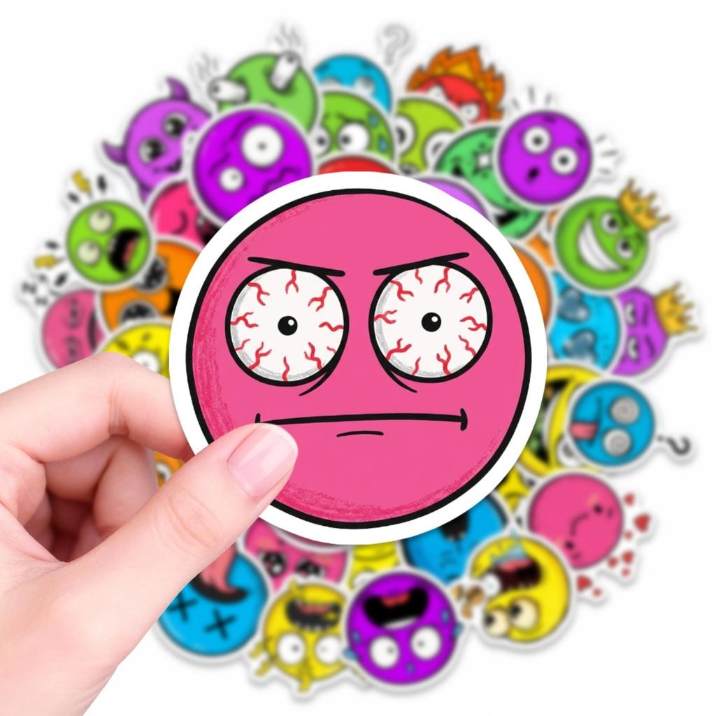 50/100Pcs HD Funny Colorful Face Stickers, Fun Mood Faces, for Suitcase Scrapbook Stationery Box Shoe Rack Fridge Waterproof