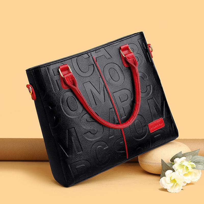 Vintage Genuine Leather Totes Women Letter Zipper Crossbody&Shoulder Bags Versatile Messenger Bag