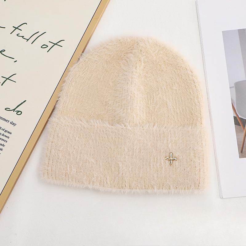 

Autumn and Winter Wool Hat for Women Plush New Korean Version Versatile Warm Ear Protection Thickened Fashionable Knit Hat one size