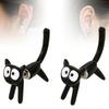 Cartoon-Katzen-Dekor-Ohrringe, 3D-zweiseitige schwarze Katzen-Ohrstecker, niedliche Anime-Tierohrringe, personalisierte durchstochene Ohrstecker Schmuck Geschenk Ohrri