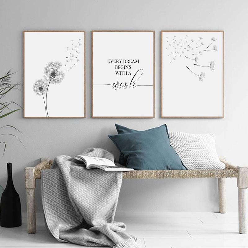 Dandelion Wall Art Canvas Painting Make Wish Dandelion Poster Prints Nordic Style Minimalist Living Room Bedroom Home Decor