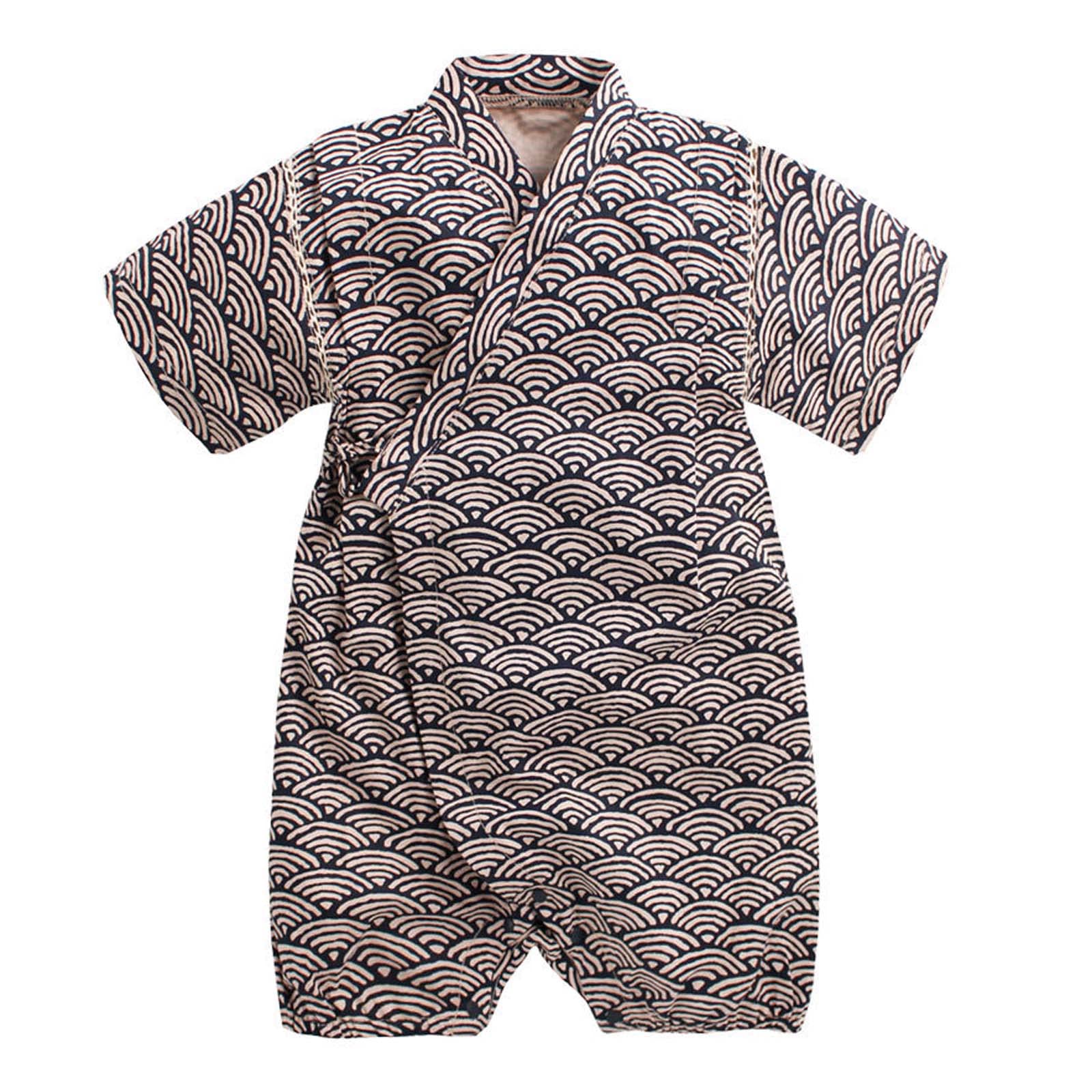 

SLINX Baby Boys and Girls Romper Coverall Summer Floral Print Baby Clothes Short Sleeve Open Front Clothes Cotton HF122 Yukata/Jinbei Children s (80,