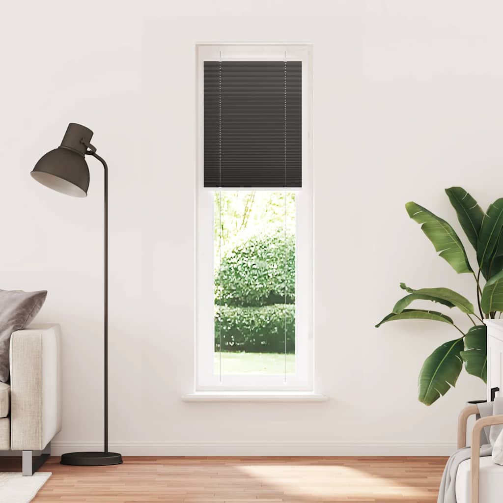 Roleta Plisowana Czarna 65X200 Cm Szerokość Tkaniny 64,4Cm