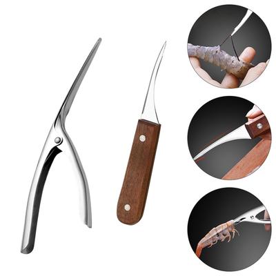 2Pcs Stainless Steel Shrimp Opener Seafood Peeling Tool Kitchen Gadgets Shellfish Cleaner Long Beak Shrimp Deveiner