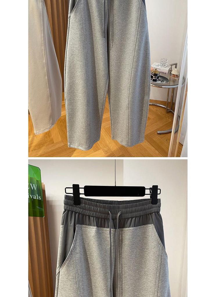 Spring 2024 Women's High-Waist Color-Contrast Wide-Leg Pants