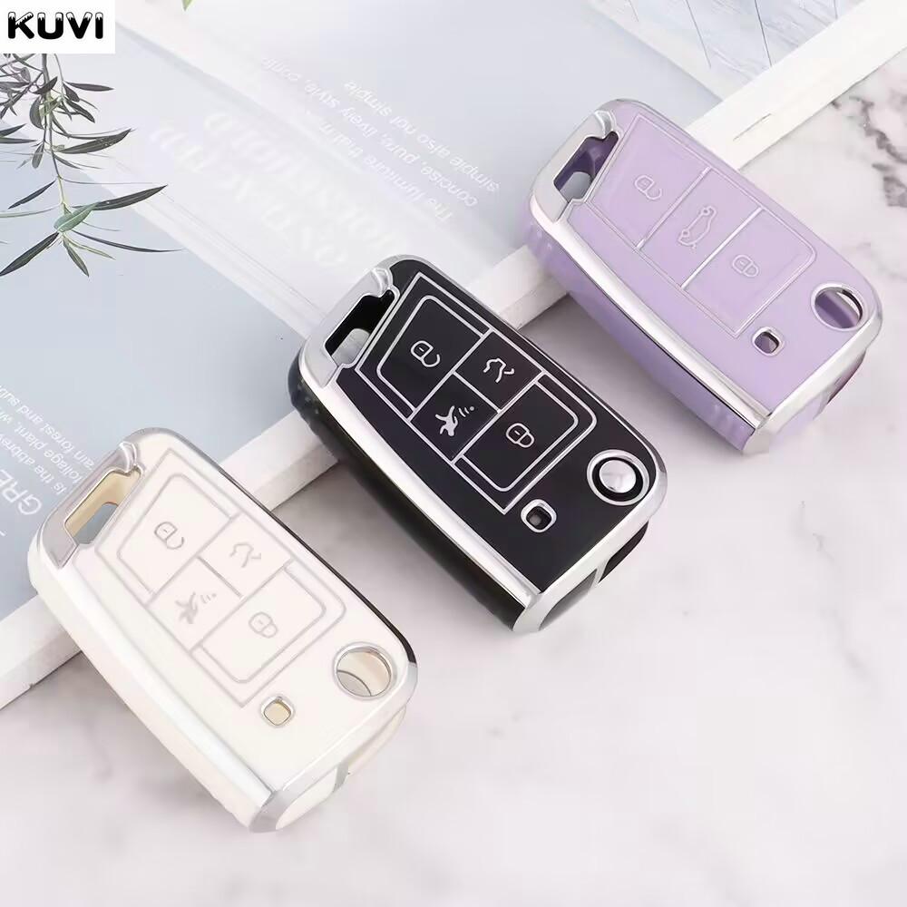 Tpu Car Remote Key Case Cover Shell For Vw Volkswagen Golf 7 Mk7 Tiguan Mk2 For Seat Ateca Leon Fr 2 Ibiza For Skoda Octavia A7