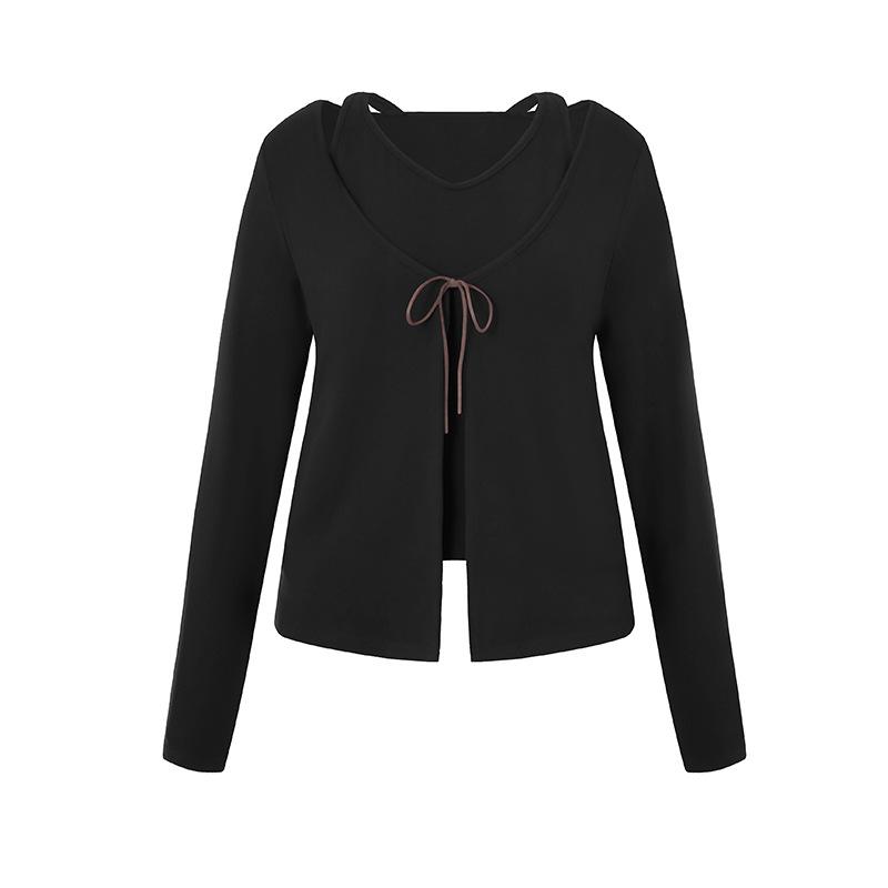 

Angola Red Женский свитер из двух частей с имитацией V-образного выреза и 3D-пряжкой 2025 года 5XL (200-220 Jin Recommended)