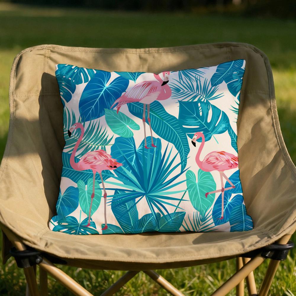 Tropical forest flamingos Cushion Cover Soft Reversible  Durable Pillow Cover  MultiScene Use for Home  Car Daily Comfort