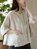 2025 Women's Retro Chinese-Style Cotton Linen Long Sleeve Cardigan with Frog Buttons - Spring/Autumn