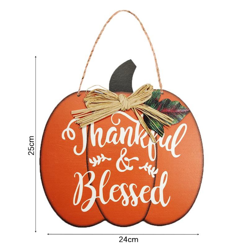9PCS Halloween Pumpkin Wooden Hanging Ornaments Diy Pumpkin Pendants Boo Blessed for Halloween Thanksgiving Door Window Decorations