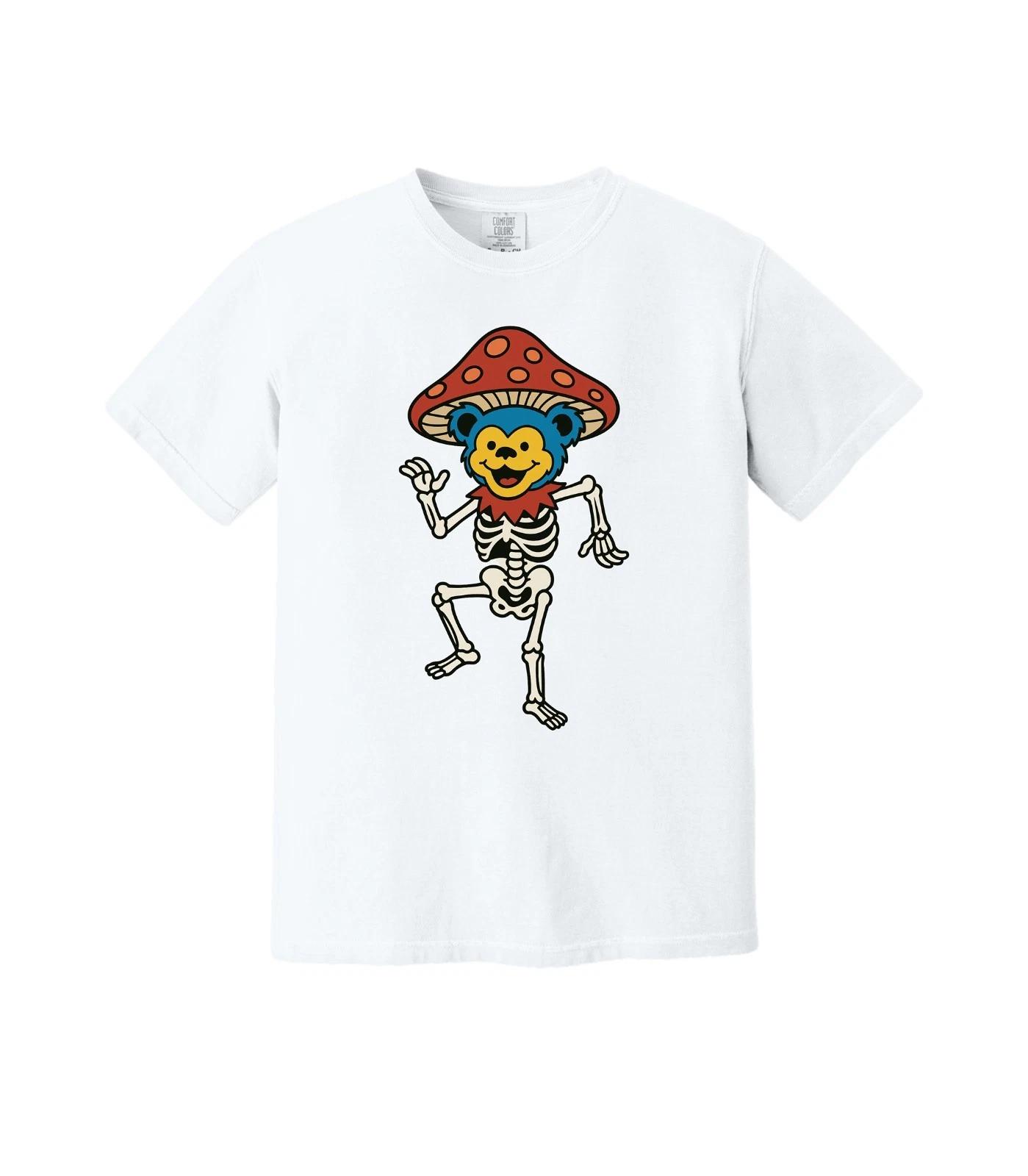Mushroom Skeleton Bear T-Shirt | Dancing Psychedelic Funky Tee 150