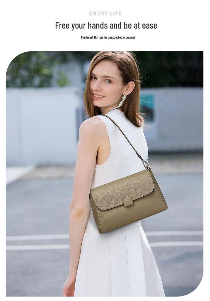 Borsa a Tracolla da Donna in Vera Pelle - Alla Moda, Versatile, Borsa a Spalla Antifurto per Mamme, Piccola Taglia, Estate 2026