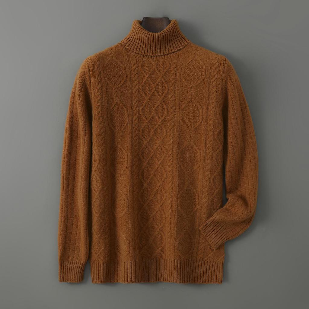 Men's 100% Pure Wool High Neck Jacquard Sweater - Autumn/Winter 2025 Collection