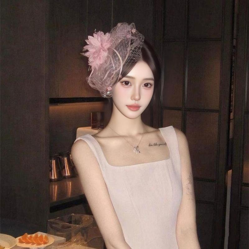 Soft Tulle Flower Fascinator Delicate Sheer Veil Hair Clip for Wedding Bridal Shower Tea Party