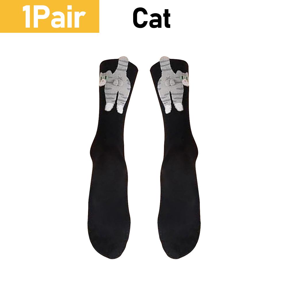 1/2Pair Cartoon Cute Dog/Cat Balls Cotton Socks Lolita Knitting Socks Women Girls Middle Tube Sleep Sock Pet Print Floor Sock