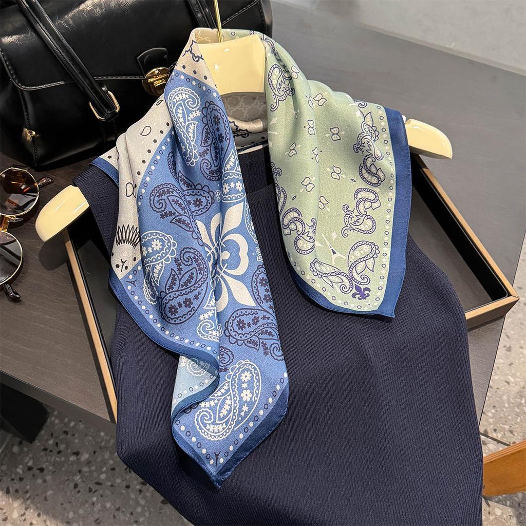 Fashion 100% Real Silk Scarf 53cm Square Bandelet Women's Silk Temperament Small Scarf Neck Decorative Wrap Printed Scarves