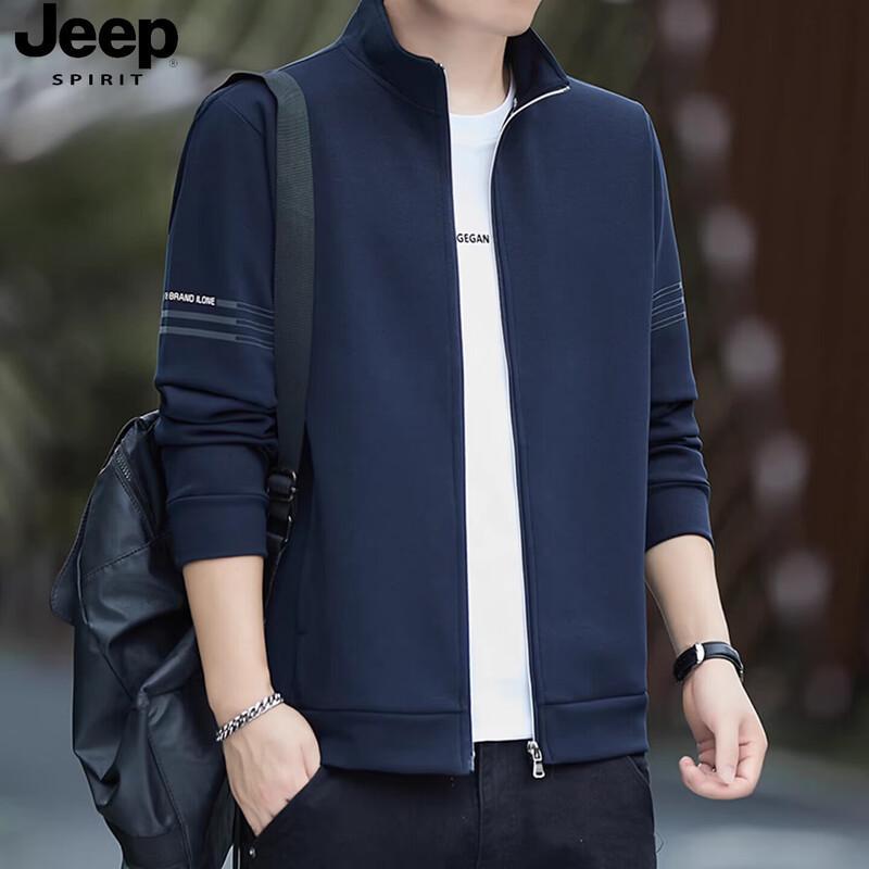 JEEP SPIRIT Men's Stand-Collar Cardigan Jacket