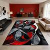 European Vintage Red and Black Carpet Modern Geometric Abstract Rug, Large Area Carpet Large Bedroom Decor Minimalists