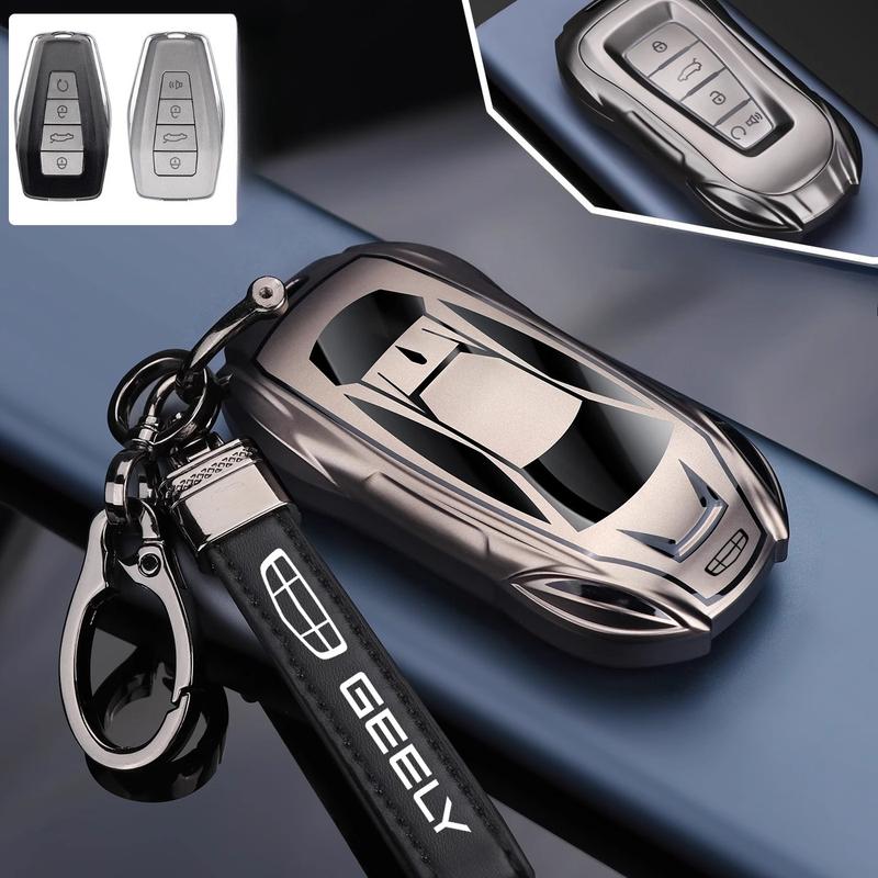 Car Remote Key Case Metal for Geely Monjaro L Boyue L Starry Emgrand Binrui Cool Coolray Key Holder Protector Shell Keychain Fob