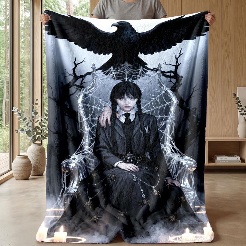 Soft Flannel Blanket Lightweight Cozy Bedroom Living Room CoverWednesday Addams