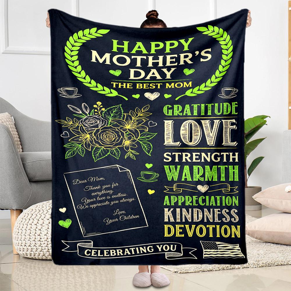 Mother's Day Greeting Card Blanket Suitable for Sofas,travel, Living Rooms Also a Good Gift for Friends and Family Suitable for All Seasons.