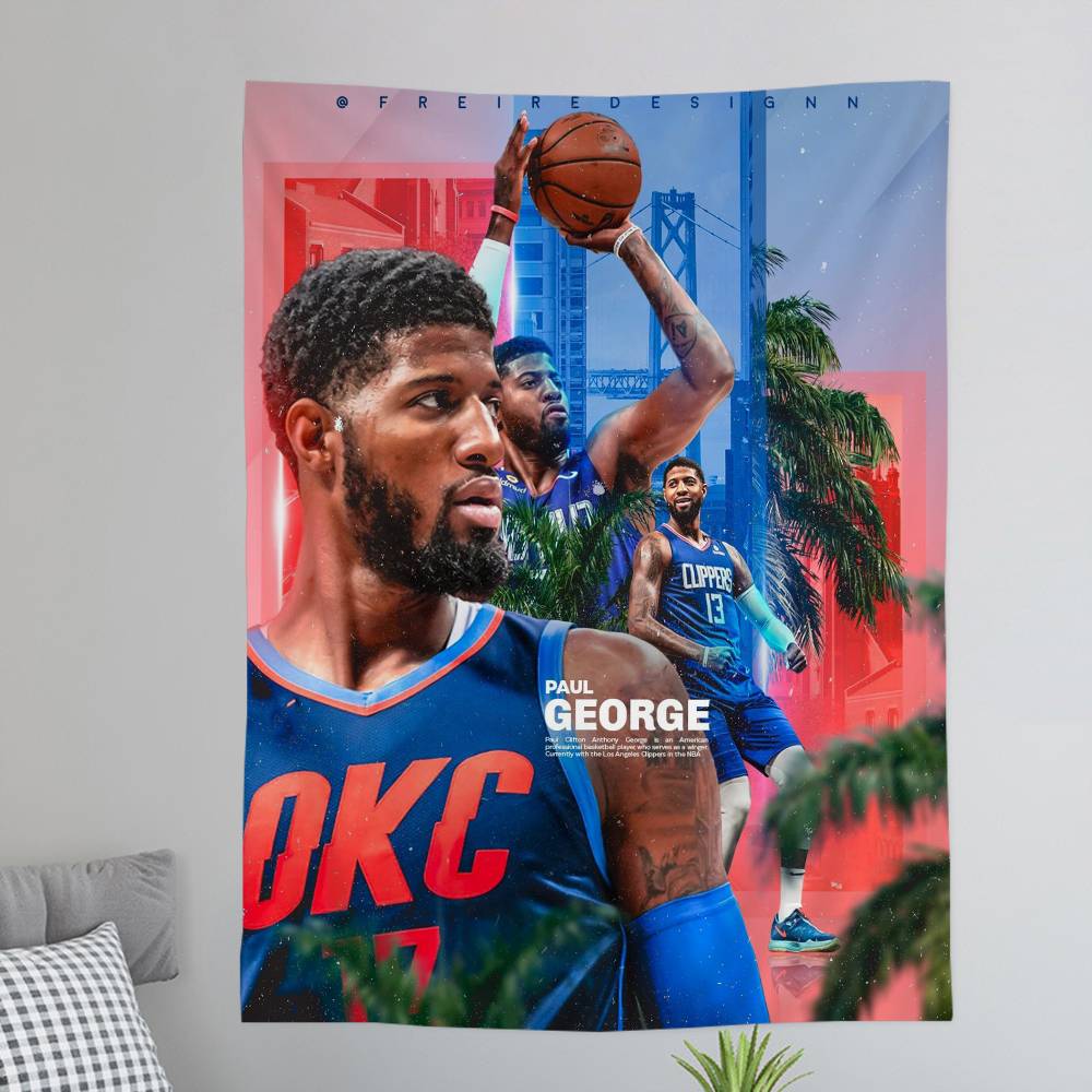 Basketball Player Paul George Chart Tapestry for Living Room Home Dorm Decor Art Home Decor