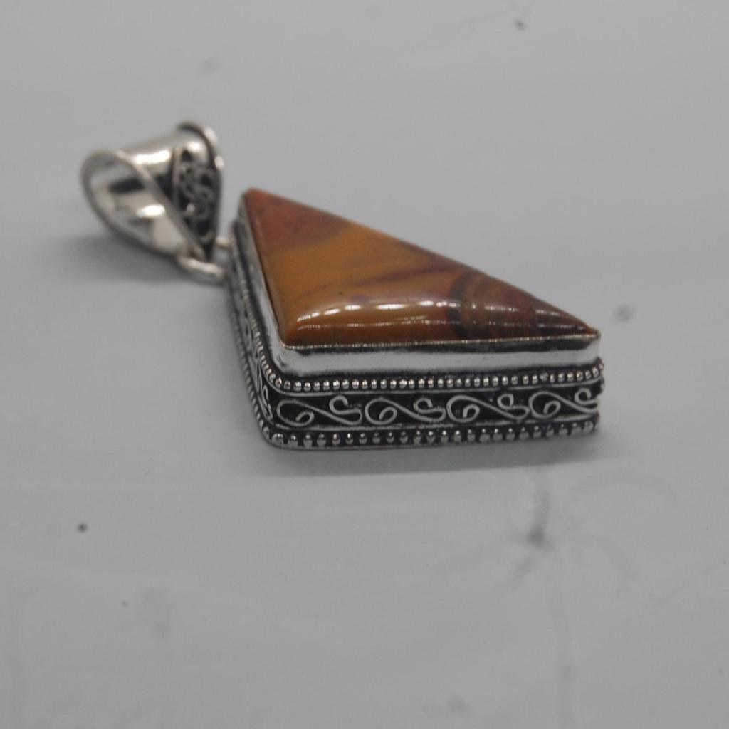 Tringle Shape Brown Simbirsite 925 Sterling Silver Pendant Jewelry, Handmade Boho Style Pendant