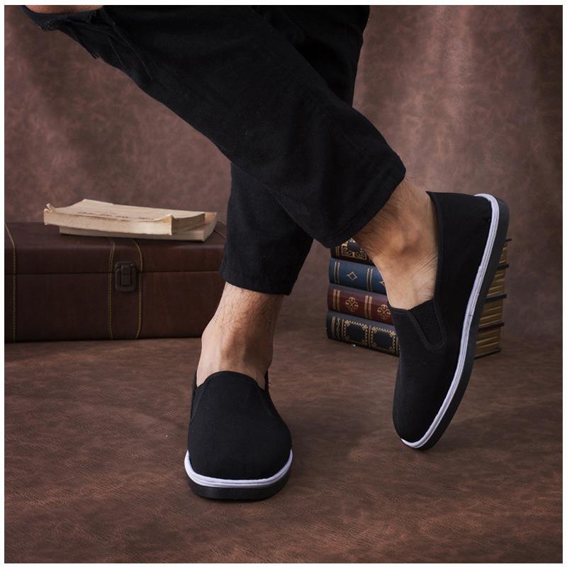 comfortable flat bottom imitation tire sole old Beijing cloth shoes lasagna canvas single shoes traditional manual online black cloth shoes
