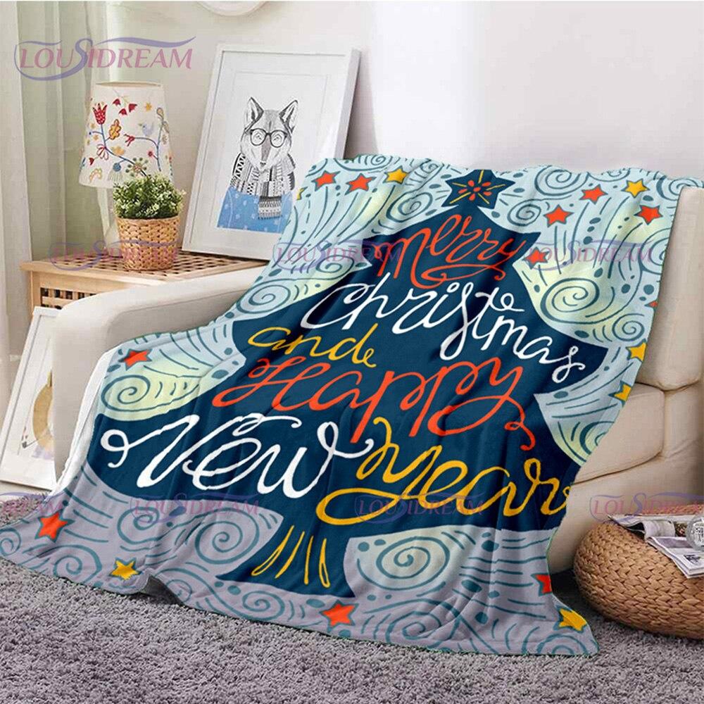 Merry Christmas Santa Claus Blanket Soft Flannel Throw Blanket for Home Bedroom Sofa Travel Office Snowflake Rest Cover Blanket
