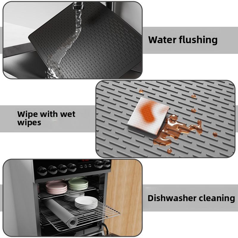1PCS Stove Top Cover Protector Mat Non-Slip Silicone Heat Resistant Mat for Kitchen Countertop Dish Drying Rack Pad with