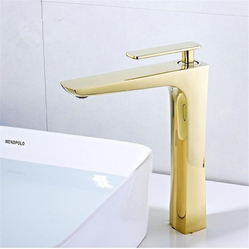 Brushed Gold Bathroom Faucet Antique Basin Faucet Water Basin Mixer Tap Hot & Cold Brass Lavotory Faucet Sink Water Crane Mixer