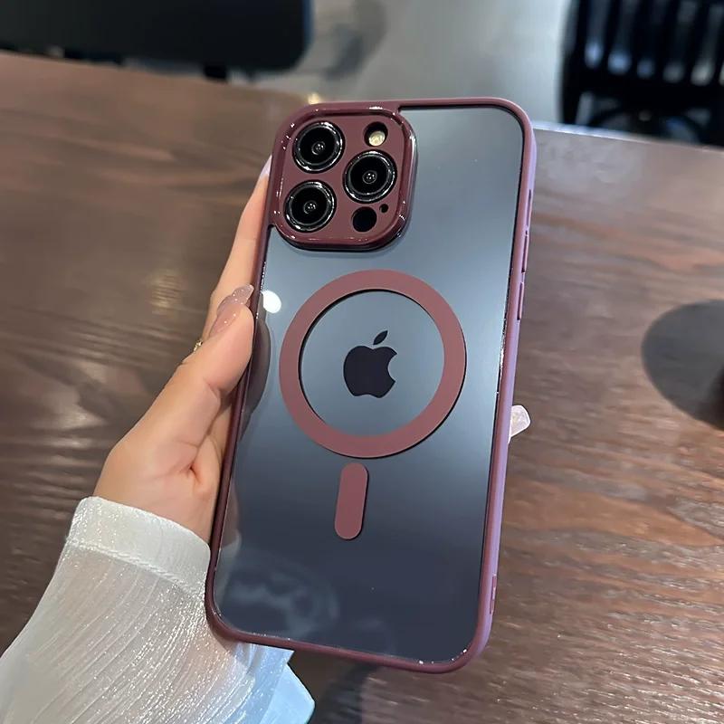Luxury Magnetic For Magsafe Wireless Charge Case For iPhone 15 14 13 12 11 Pro Max Shockproof Armor Clear Cover