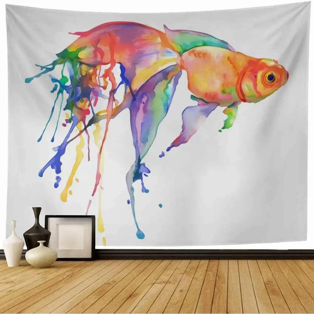 Goldfisch Wandteppich Büro Wohnzimmer Dekoration Zuhause Wandteppich