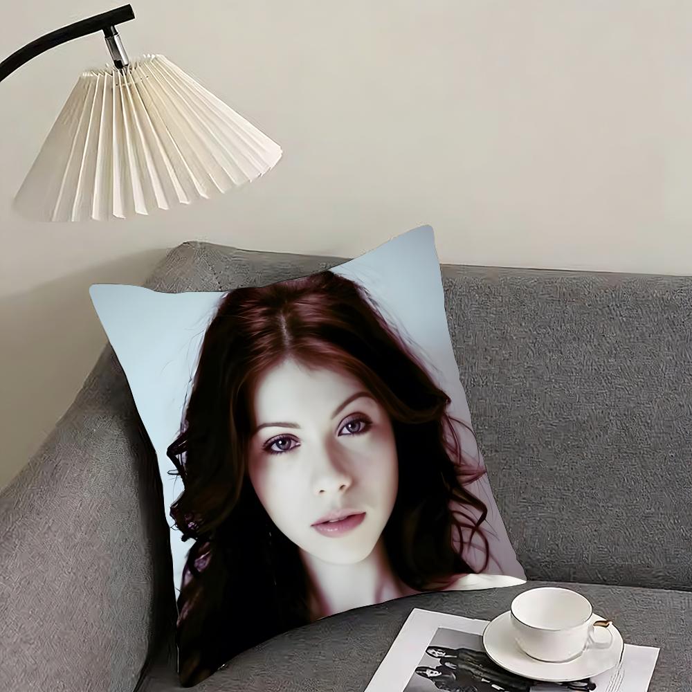 M-Michelle T-Trachtenberg Kuddfodral Vändbart Plyschkuddfodral – För bil, soffa, sovrum, perfekt som present.